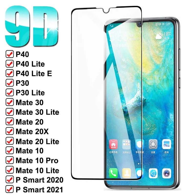 

Закаленное стекло 9D для Huawei Mate 30/20/10 Lite/20X, защитная пленка для экрана P30/P40 Lite/E/P Smart/Z/S, защитная стеклянная пленка, чехол