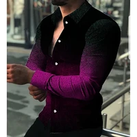 men fashion shirts turn down collar buttoned shirt casual designer gradient print long sleeve tops mens clothing prom cardigan