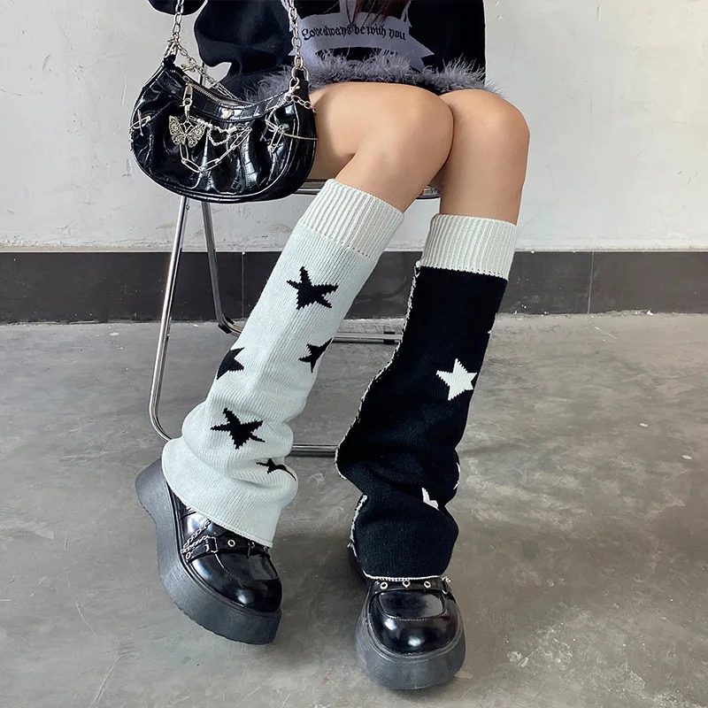 Fashion jk y2k Socks for Women Simple Knitted Calf Socks Japanese Korea Asian y2k Style Leg Covers