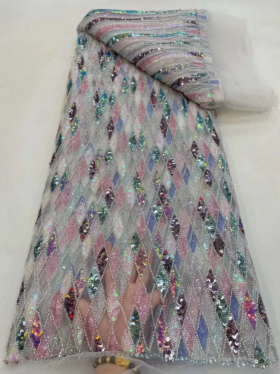 Бусины популярного дизайна вышивка кружева Mulitcolor вышитые бисером французская