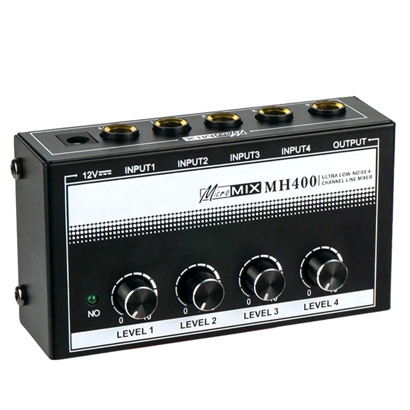 

Четырехканальный микшер MH400, микшерная консоль с низким уровнем шума, Моно-аудио микшер для микрофонов, гитары, басов