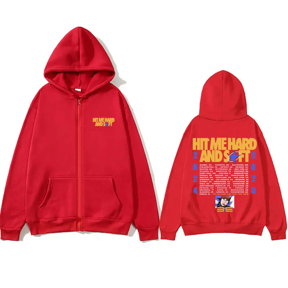 Фото Hit Me Hard and Soft Tour 2024 2025 Zipper Hoodie Men Women Hip Hop Oversized Zipper Sweatshirt Fashion Zip Up Jacket Fans Gift №4