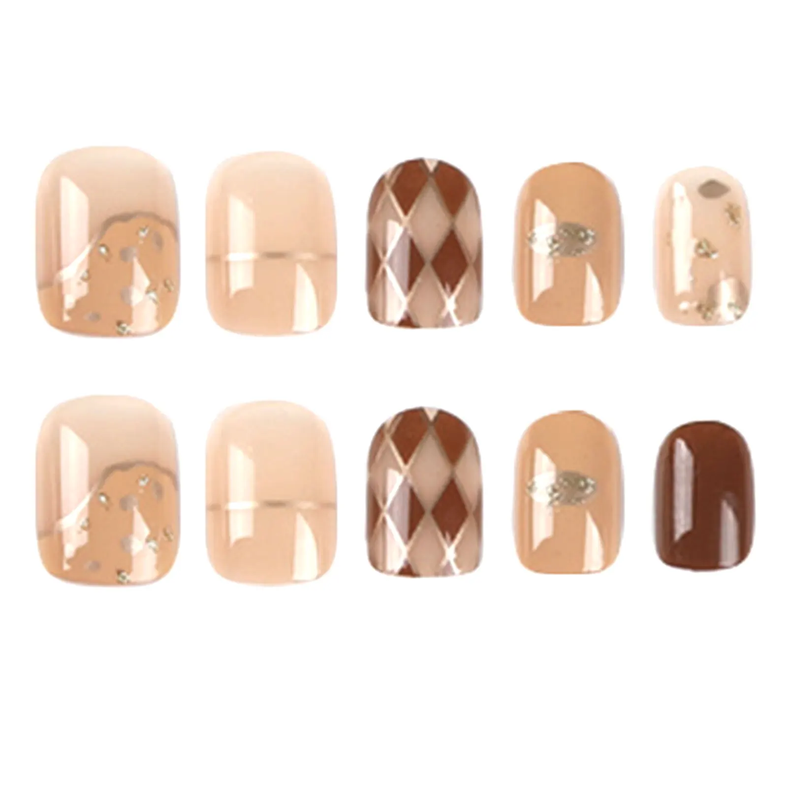 

Нежные стильные коричневые короткие накладные ногти, устойчивые к разрезам и пятнам, накладные ногти для нейл-арта, практики начинающих, ...