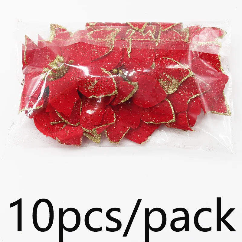 (10 шт./упак.) 13 см Рождественский имитация цветка блестящая ткань искусственная