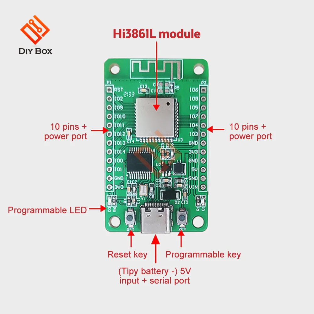 2,4 ГГц Wi-Fi чип SDIO SPI I2C UART GPIO I2S интерфейс Hi3861 макетная плата Hi3861V100 высокий встроенный ADC вход Расширенная плата