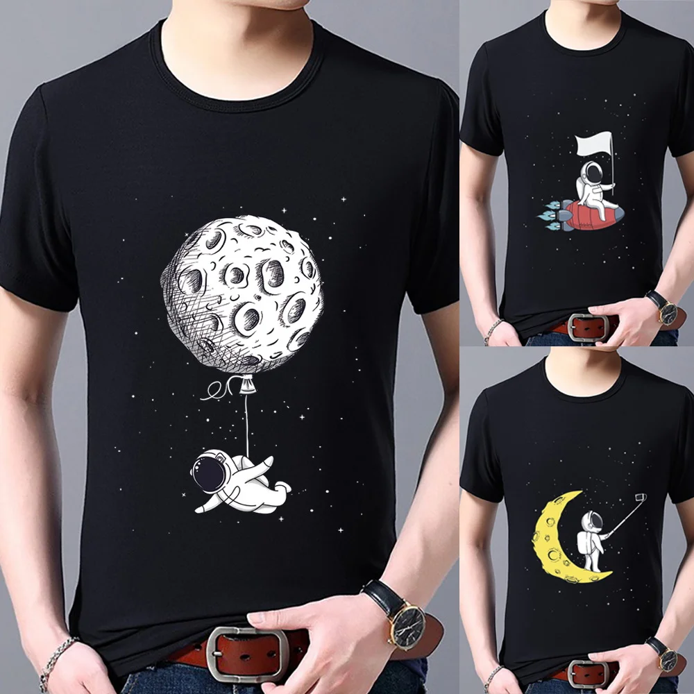 

Summer New Astronaut Short Sleeve Print Clothing Men's T-Shirt Harajuku Graphic Clothing Men's Top O-neck All-match Sports Tee