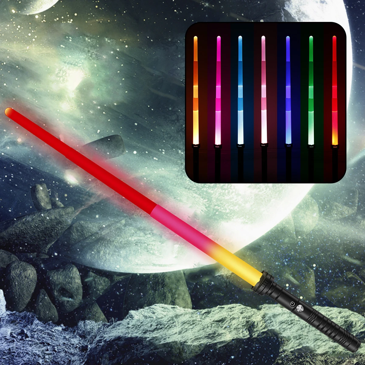 

Световой меч для детей, перезаряжаемый световой меч из алюминиевого сплава, 7 цветов, 2 звука, 5 В, USB