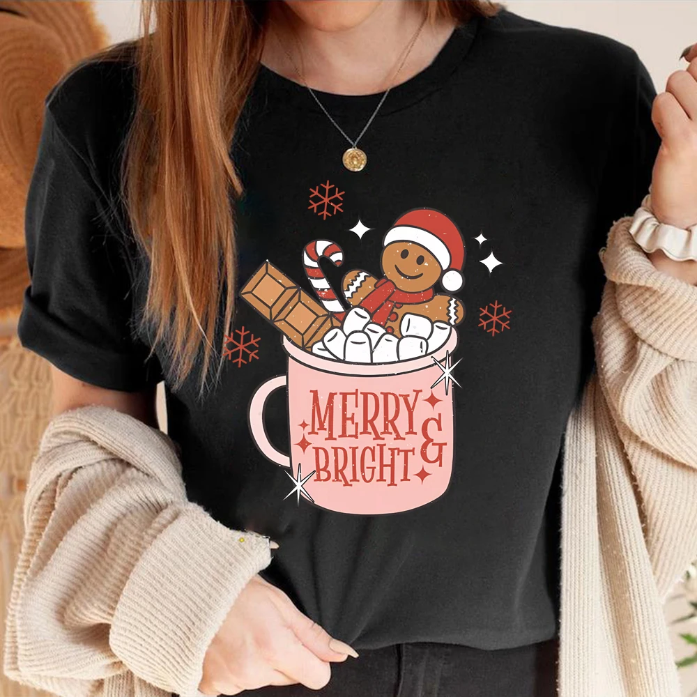 Футболка с имбирным имбирем в стиле ретро милая Рождественская футболка