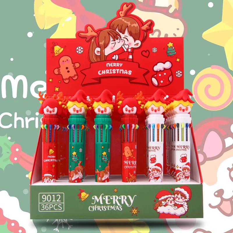 wa pióro kulkowe królik 36 sztuk 10 kolorów Kawaii nowe świąteczne artykuły papiernicze 0.7mm Cartoon wielokolorowy długopis szkolne prezent