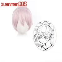 anime tokyo revengers senju kawaragi cosplay wig light pink ball hair heat resistant fiber hair free wig cap girls women