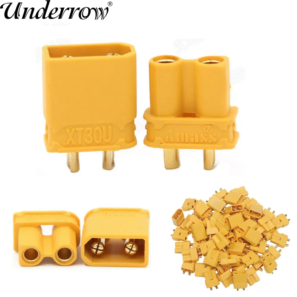 

NEW2023 100pcs/lot Amass XT30U 2mm Antiskid Banana Plug Connector Male+Female 2mm Golden Connector / Plug Upgrade XT30 ( 50 Pa