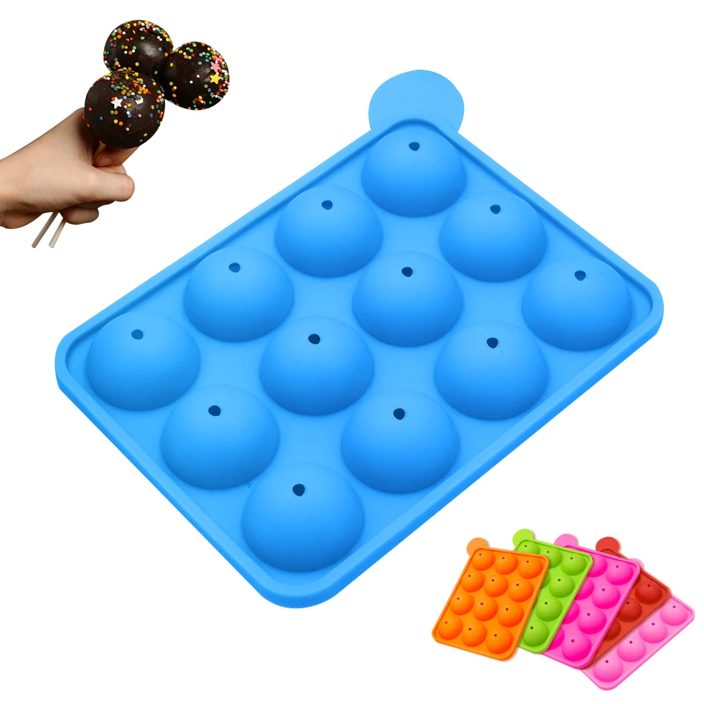 

12Holes Lollipop Mold Silicone Round Chocolate Moulds Candy Maker Pop Lollipop Molds Cake Mould Baking Cake Tools