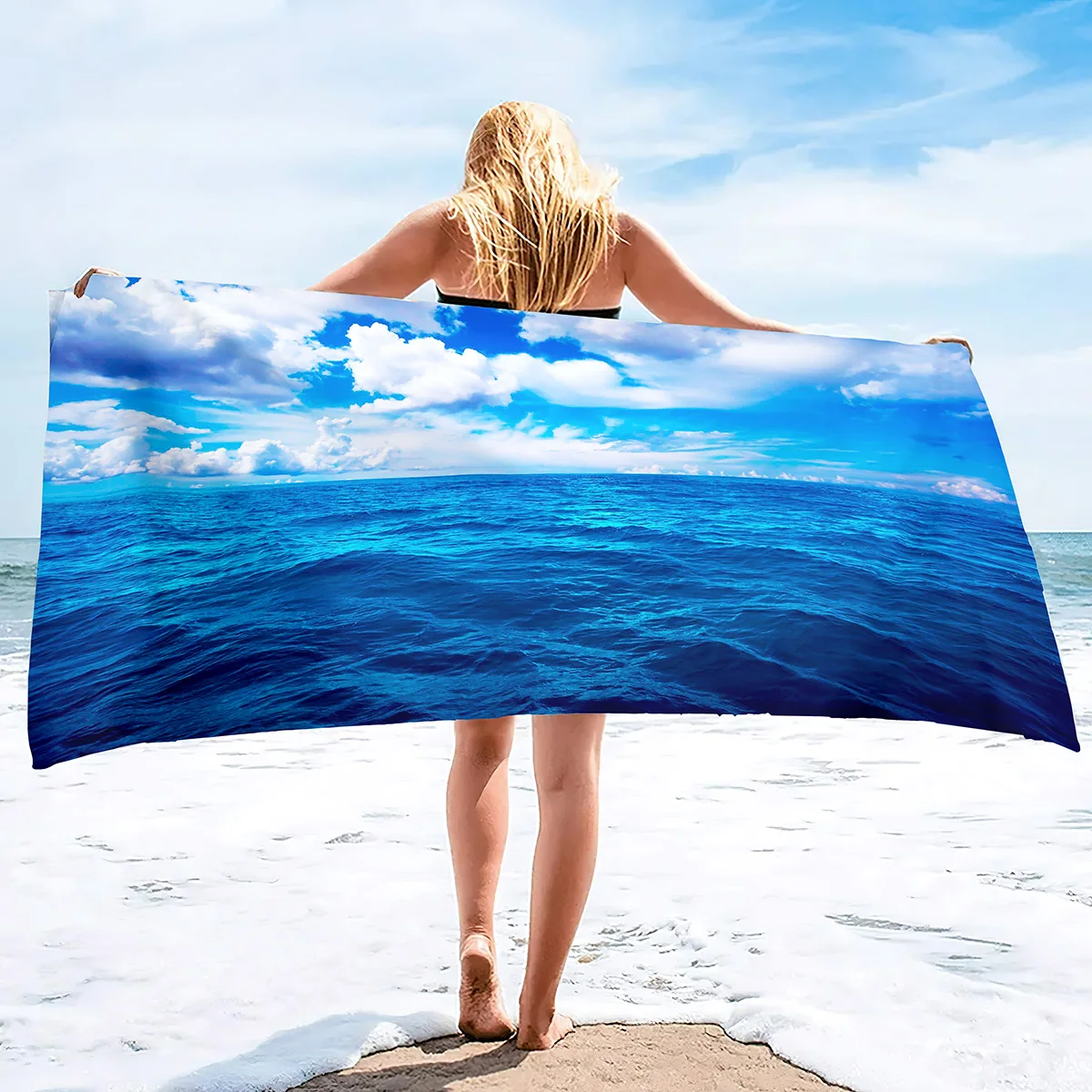 

Ocean Theme Sea Waves Beach Towel Microfiber Nautical Nature Bath Towel Quick Drying Summer Absorbent Sand Free Swim Pool Towels