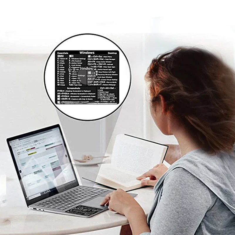 

1pc Windows PC Reference Keyboard Shortcut Sticker Adhesive For PC Laptop Desktop Removable Sticker Guide Office Supplies