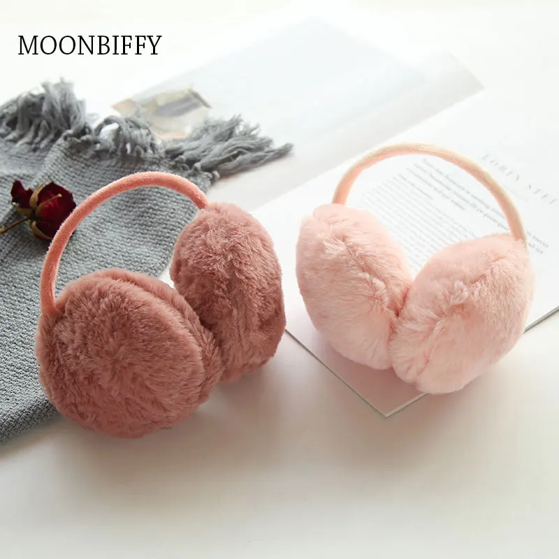 

New Fur Solid Color Ladies Earmuffs Autumn and Winter Warm and Comfortable Unisex Skiing Fur Headphones Casque Antibruit Cute