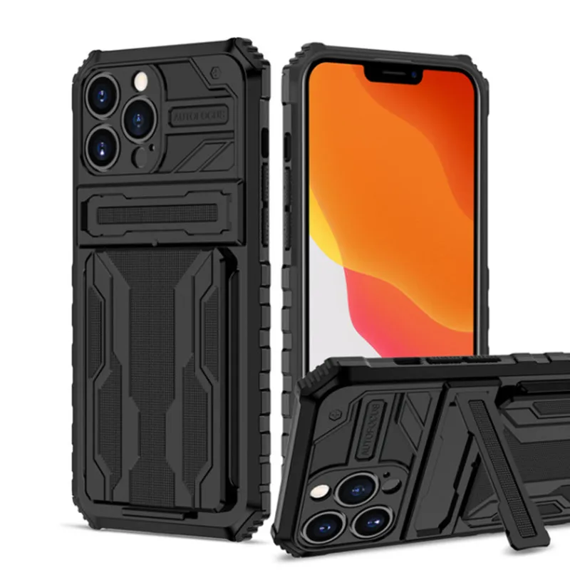 

Armor Protect Phone Case For Iphone 14 13 11 12 Pro Max Mini Xs Max Xr 7 8 Plus Military Grade Bumpers Slot Card Kickstand Cover