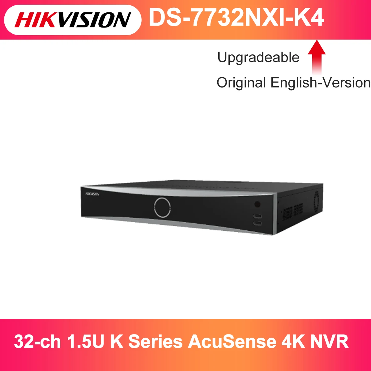 

Hikvision 32-ch 1.5U AcuSense 4K NVR DS-7732NXI-K4 Network Video Recorder with 4 SATA
