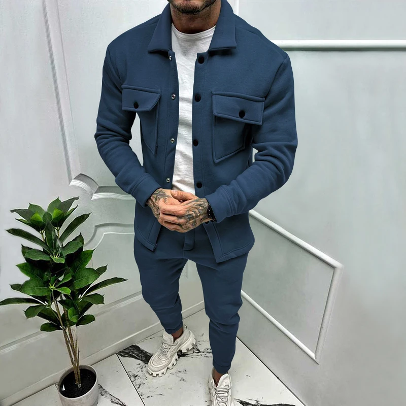 

2023 New Two Piece Men's Casual Sportswear Fashion Set Men's Jacket Runway Custom Print