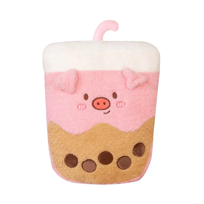

New Cartoon Bubble Tea Pillow Plush Hand Warmer Animals Husky Dog Pig Teddy Bear Toy Chair Sofa Cushion Winter Gift