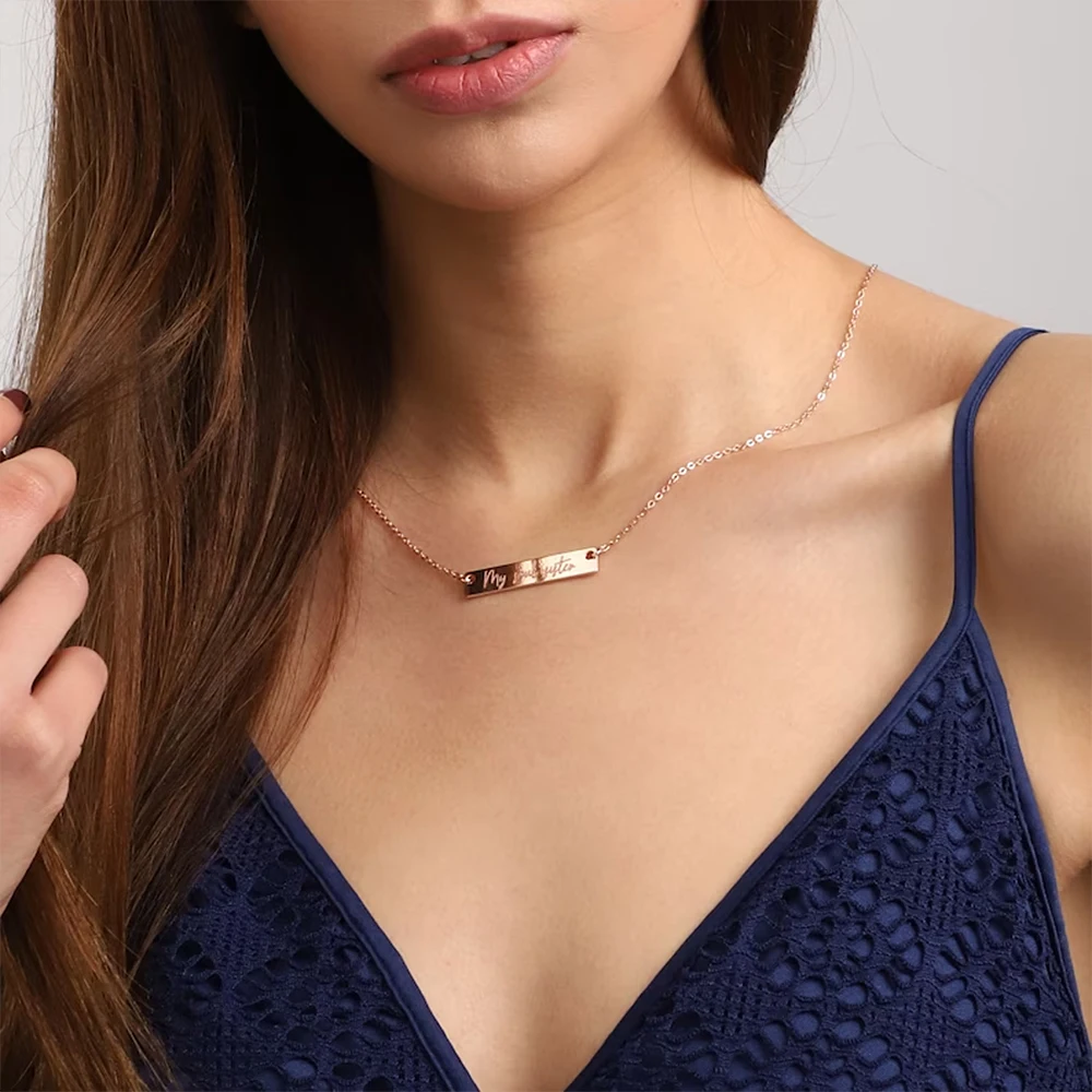 Stainless Steel Women's Custom Necklace Personalized Text Name Carved Necklace Women's Jewelry Mother, Girlfriend Gift