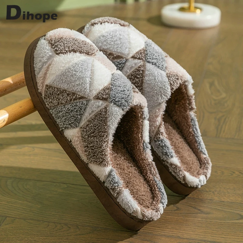 

Winter Mens Shoes Household Cotton Slippers For Men Indoor Warm Plush Footwear Non-Slip Platform Slippers Home Zapatillas Hombre
