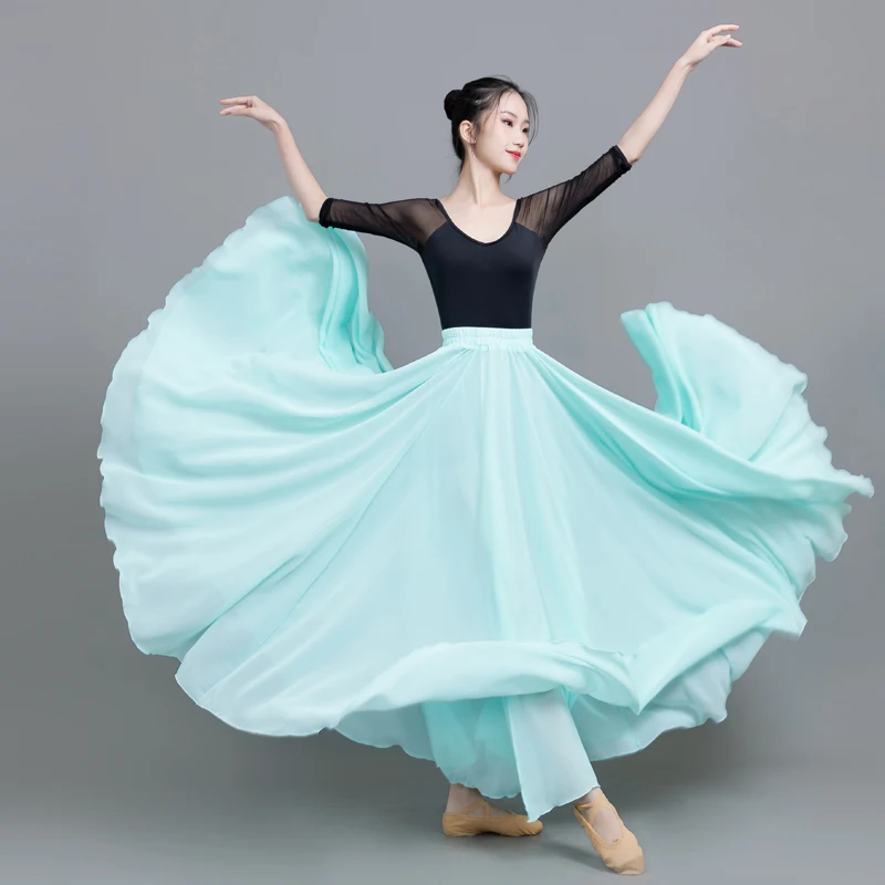 Женская шифоновая юбка для танца живота однотонная длинная на 720 градусов