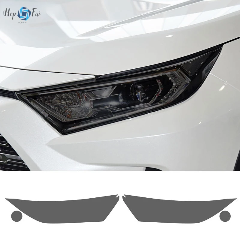 

2 Pcs Car Headlight Protective Film Front Light Transparent Smoked Black TPU Sticker For Toyota RAV4 XA50 2019 2020 2021 2022