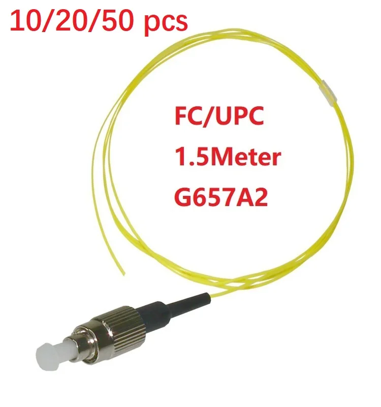 

10/20/50PCS 1.5M FC/UPC Fiber Optic Cable Pigtail Sx Core 9/125 Single Mode G657A2 0.9mm LSZH Yellow