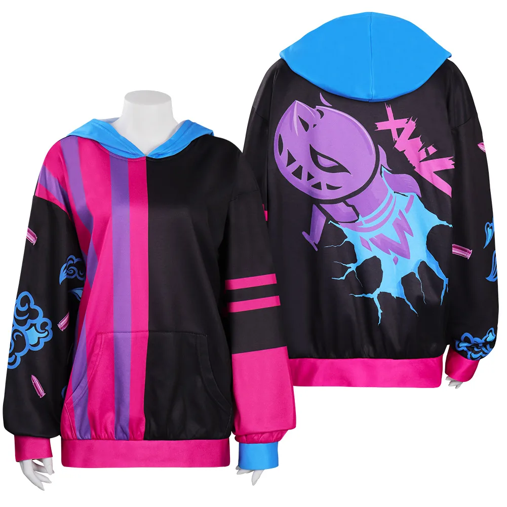 

Arcane LOL Jinx Cosplay Hoodie Hooded Pullover Sweatshiirt Costume Halloween Carnival Suit