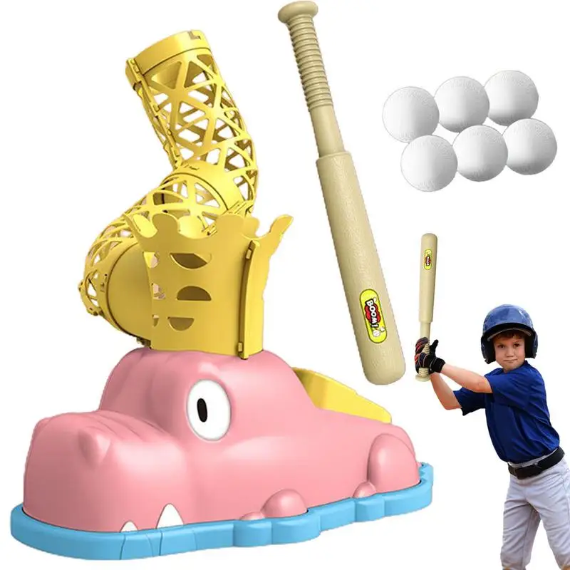 

Baseball Pitching Machines Cute Alligator Shape Kids BaseballToy Outdoor Baseball Training With 1 Pop Up Pitching Machine 6