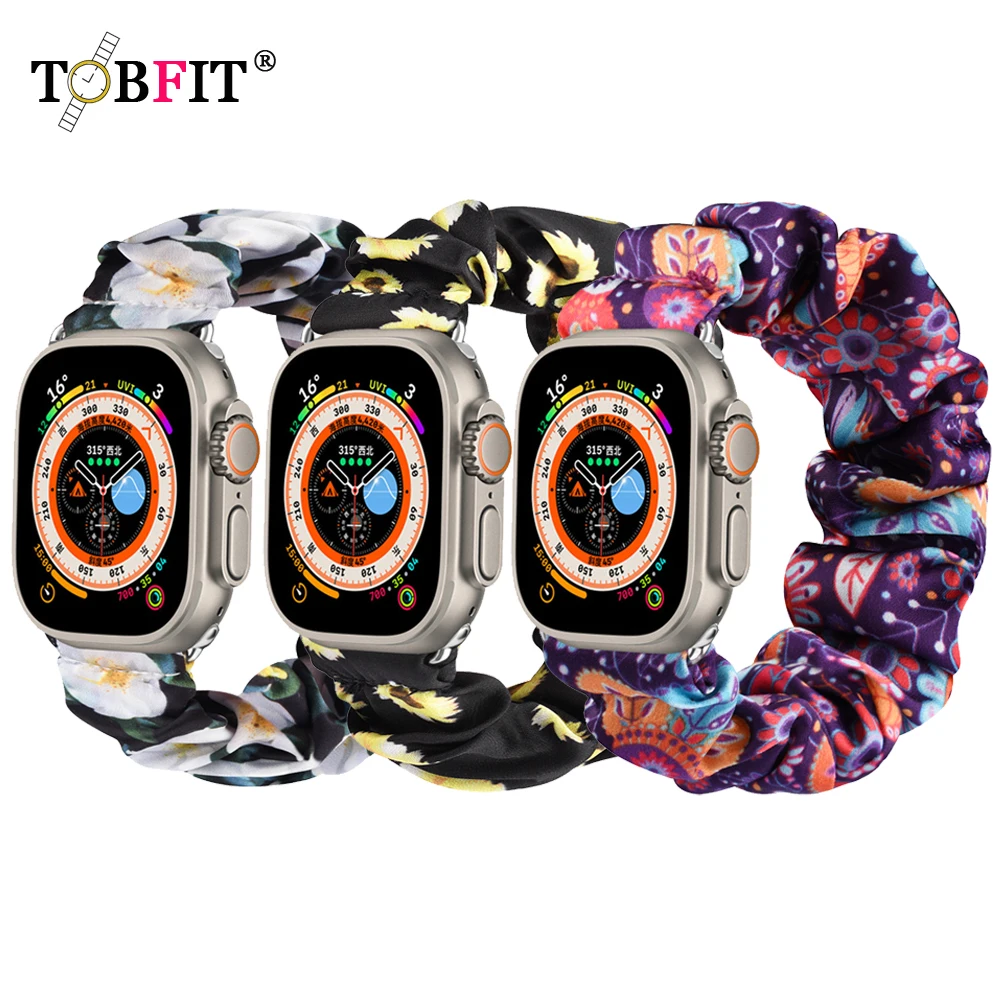 Elastic Scrunchie Strap For Apple Watch Ultra 49mm 7 8 41mm 45mm Band Loop Bracelet For iWatch 6 5 4 3 2 38mm 42mm 40mm 44mm