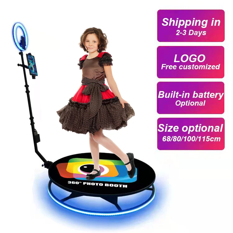 

2022 new dropshipping 360 Photo Booth 68 cm Automatic Cheap Portable Rotating 360 degree photo booth Camera Booth For Sale