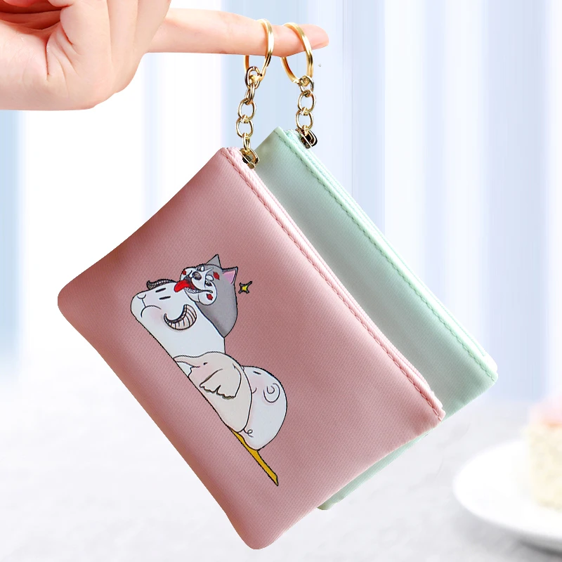 

New Women Oxford Coin Purse Female Wallets Zipper Keychain Cute Cartoon Elephant Dog Goat Children Storage Pocket Bags Pouch