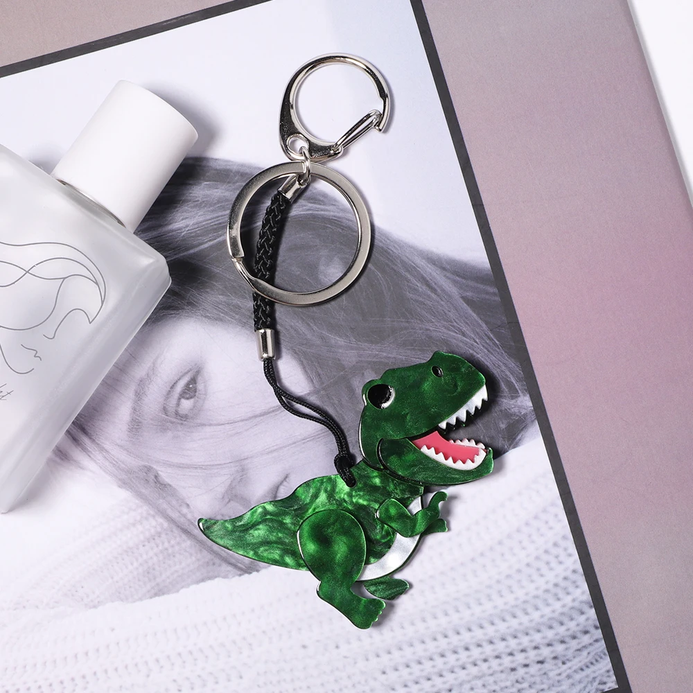 

Cute Acrylic Dinosaur Stainless Steel Key Chain Handmade Animal Corsage Jewelry Accessories for Women Girl Gifts Jewelry Acce