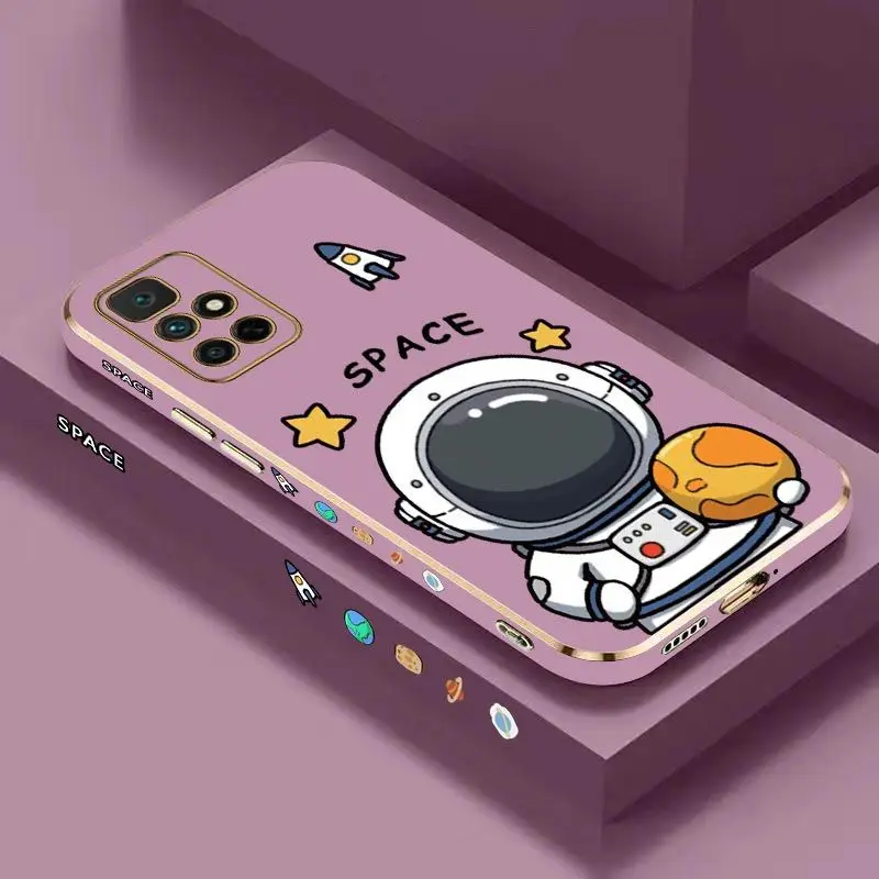 Fat Astronaut Luxury Plating Phone Case For Xiaomi Redmi 10 12C 10C 10A 9 9T 9A A1 9C Cover