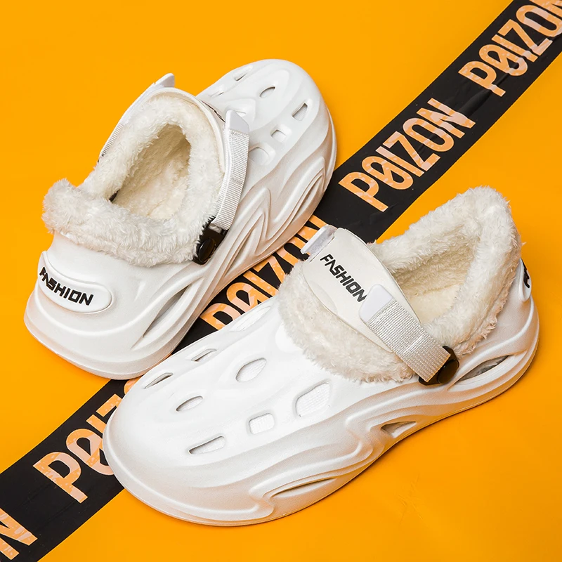 Зимние плюшевые меховые сабо мужские и женские тапочки теплые для пар лаконичная