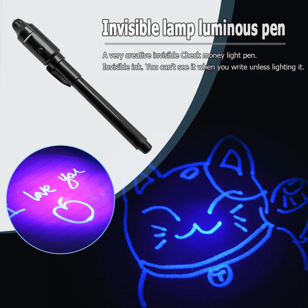 

2 in 1 Luminous Light Invisible Ink Pen UV Check Money Drawing Magic Pens