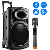 12 Inch High Power Multifunction Bluetooth Speaker With Wireless Microphone Loud Volume Subwoofer Mobile Karaoke Outdoor Sound