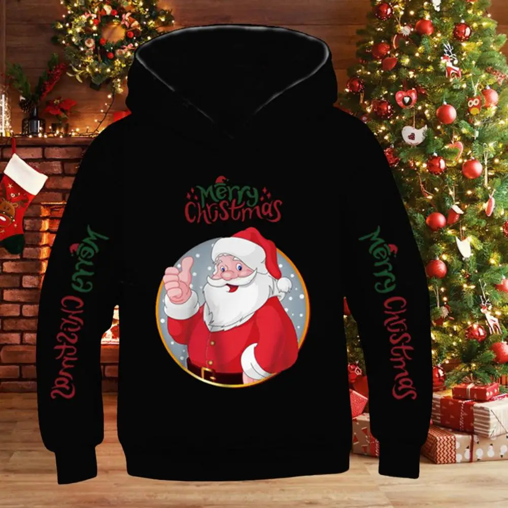 

Милые мужские Рождественские толстовки с ребристыми манжетами, Супермягкие мужские Рождественские толстовки, Свободный свитшот с флисовой подкладкой