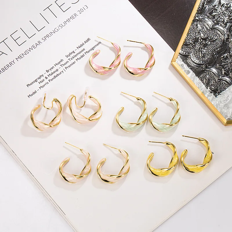 Женские полукруглые серьги KOFSAC Необычные геометрические с-образной формы из