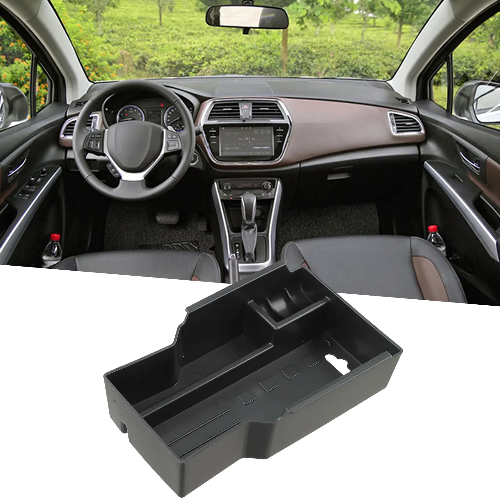 Фото Организация автомобиля Черный подлокотник SX4 S-Cross Storage Простая установка Высококачественная установка Пластиковый материал №3