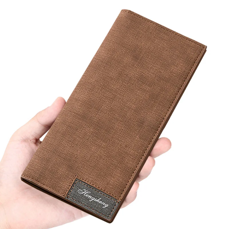 

Men's Long Wallet Buckle Bag Thin Youth Men's Nubuck Leather Wallet Multifunctional Soft Surface Wallet