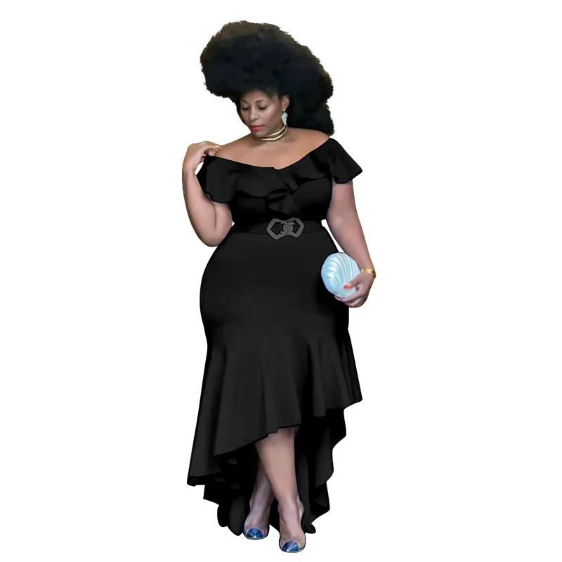 Plus Size Large Women's Dress Temperament Ruffle Edge Irregular Elegant Dress Fashion Elegant  Evening Party Dresses Women