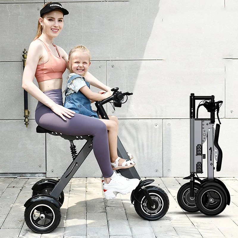 

Folding Electric Scooter Parent-child Double Portable Scooter Small Portable Mini Three-wheeled Scooter with Baby 30-50KM speed