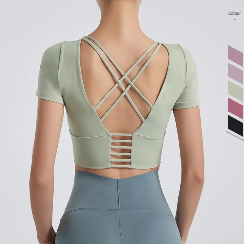 

Womens Dry Quick Breathable Gym Yoga T Shirts Women Sport Tee Fitness Running Short Sleeve Tops Workout Training Cloth