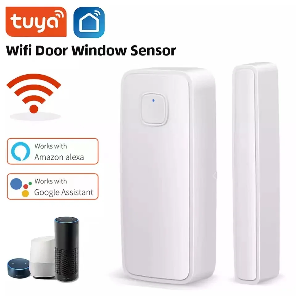 

Умный Wi-Fi датчик открывания/закрытия дверей, детекторы открытия/закрытия дверей, уведомления приложения Tuya/Smartlife для безопасности дома Alexa ...