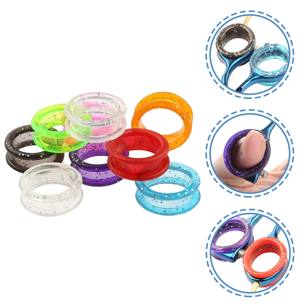 

16 Pcs Thumb Grips Scissors Ring Silicone Finger Hair 2.5x2.5cm Hairdressing Supple Silica Gel Accessories Rings
