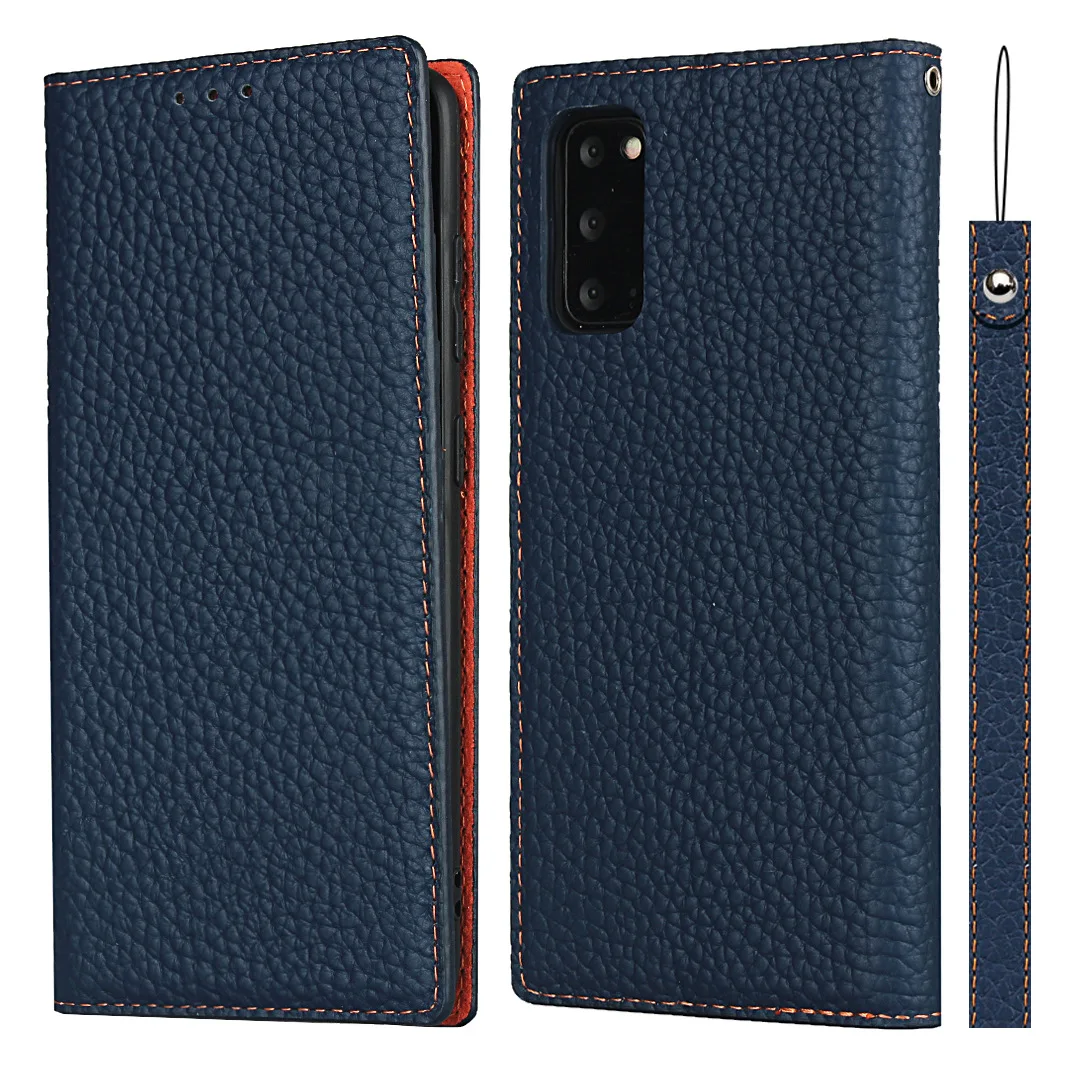 

Litchi Genuine Leather Case for Samsung Galaxy S20 Plus Ultra FE Tective Sleeve With Bracket Cover