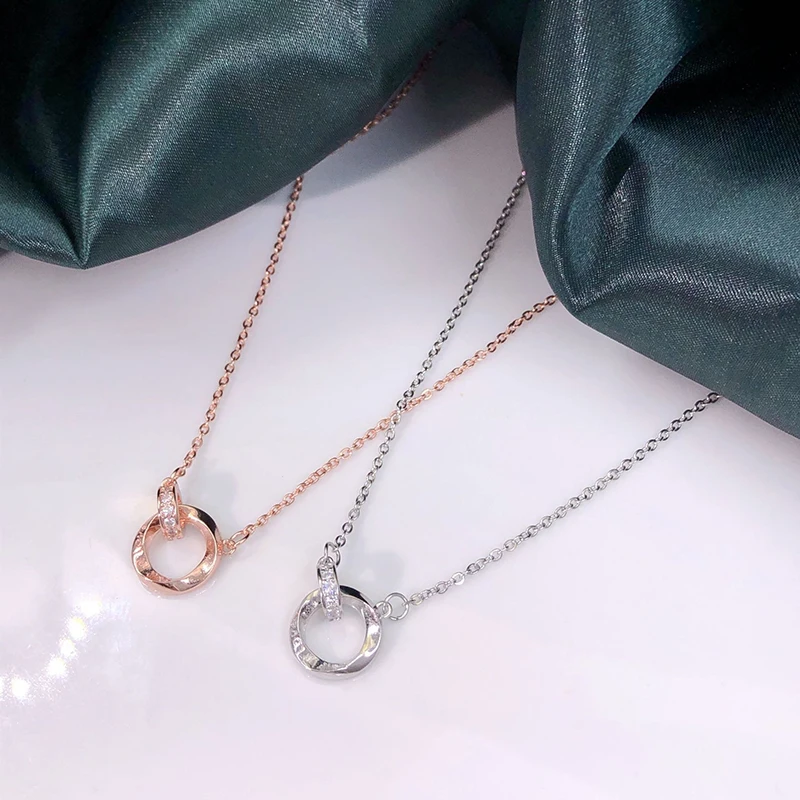 

Summer Fashion Women Double Ring Pendant Necklace