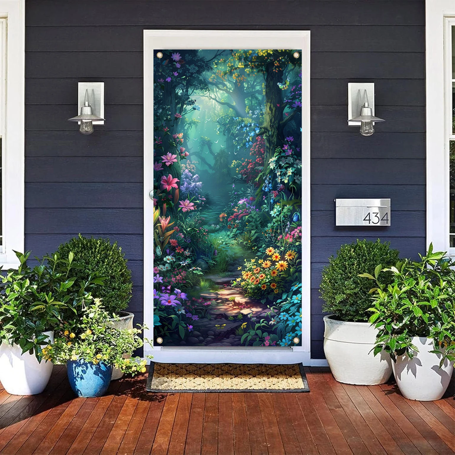 70x35 Дюймов Домашний Дверной Баннер С Лесной Ночной Сценкой Уличный Подвесной